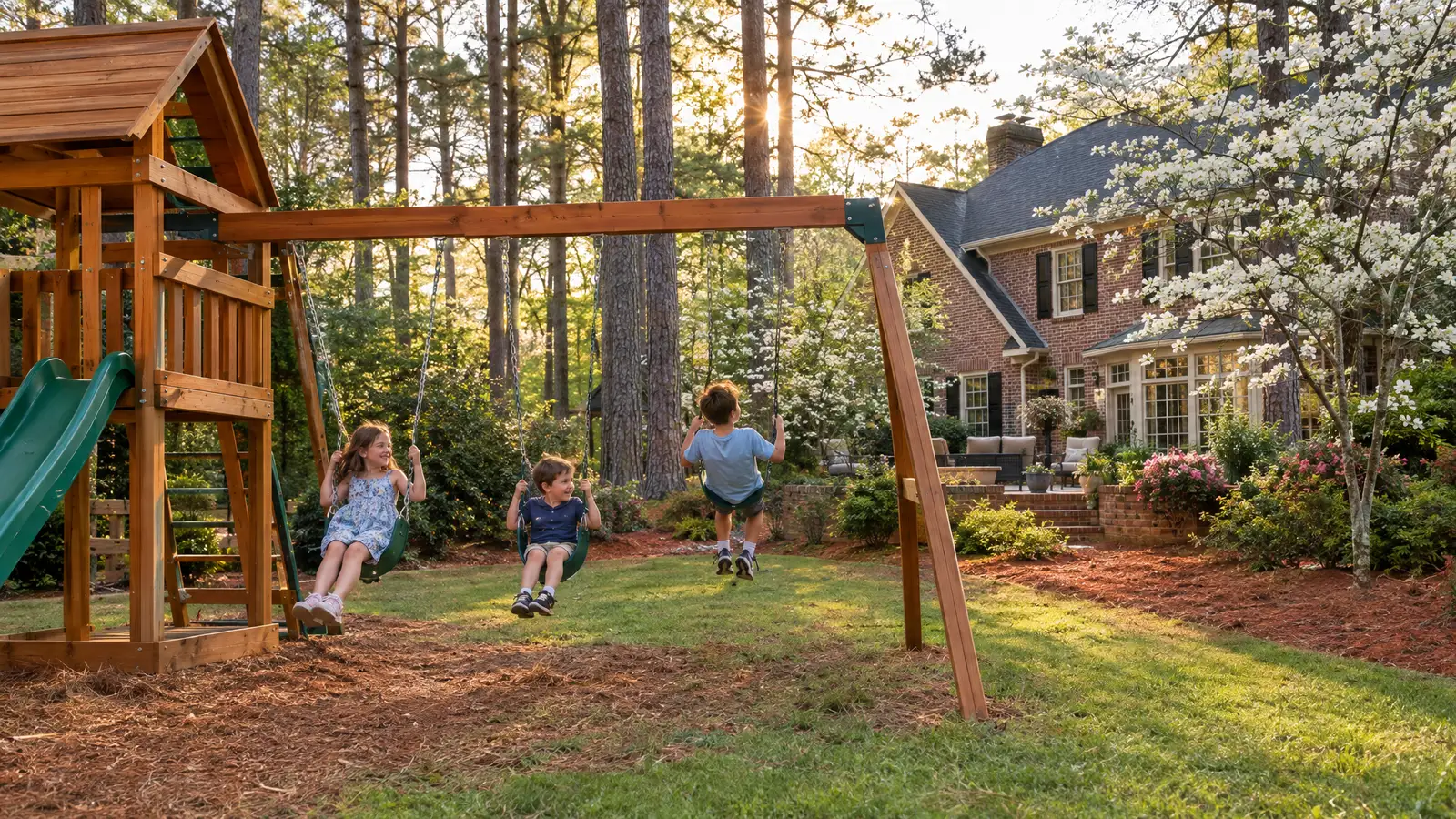 A backyard playground scene from Atlanta, GA