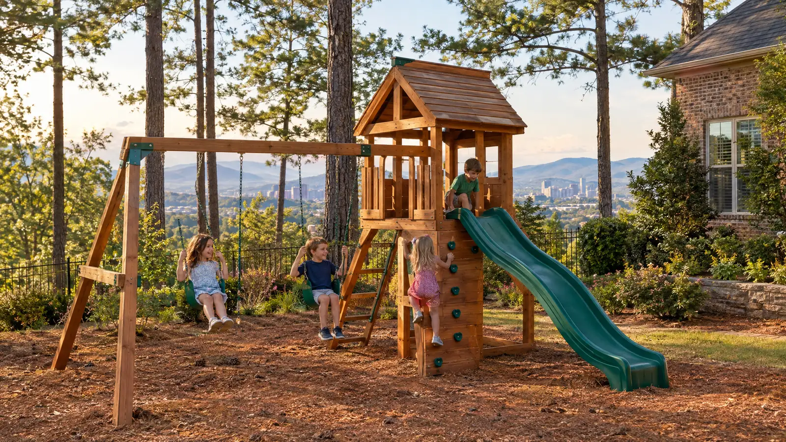 A backyard playground scene from Birmingham, AL