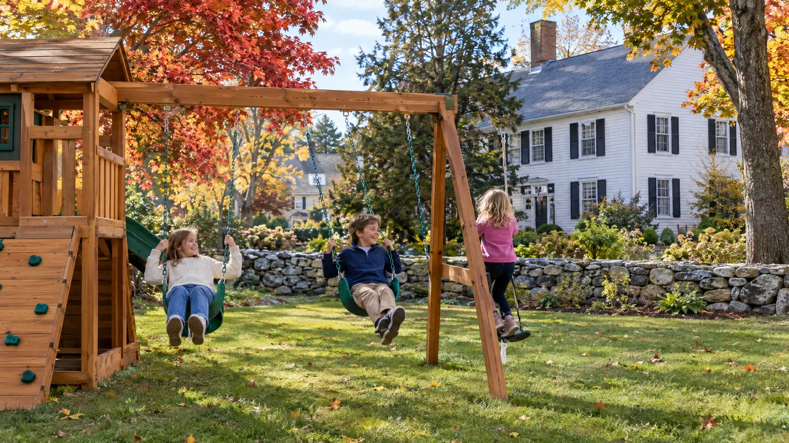A backyard playground scene from Boston, MA