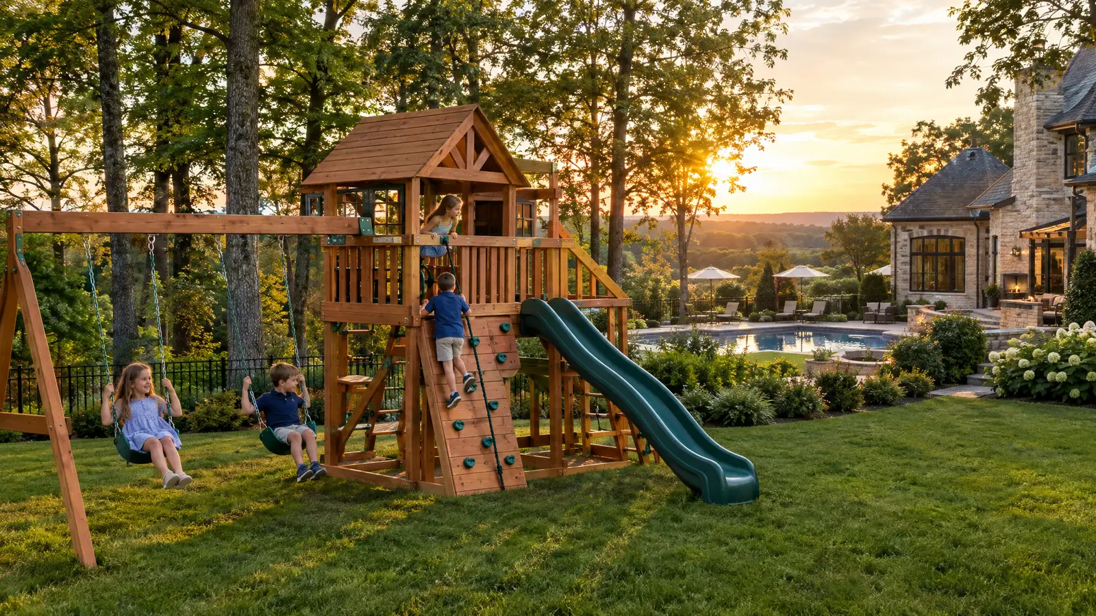 A backyard playground scene from Brentwood, TN