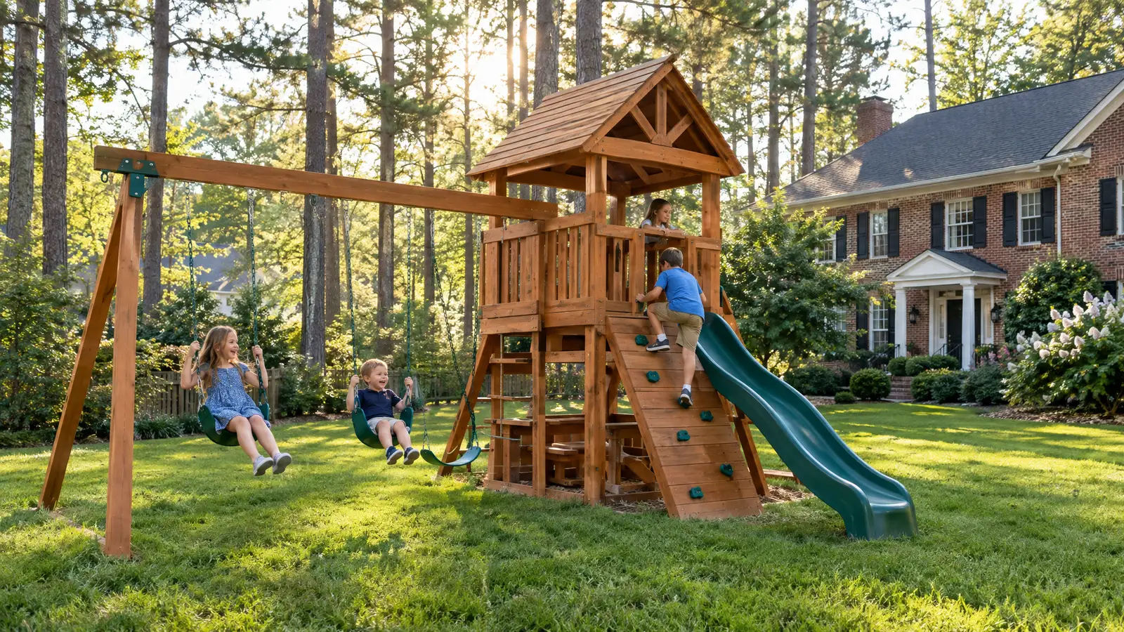 A backyard playground scene from Charlotte, NC