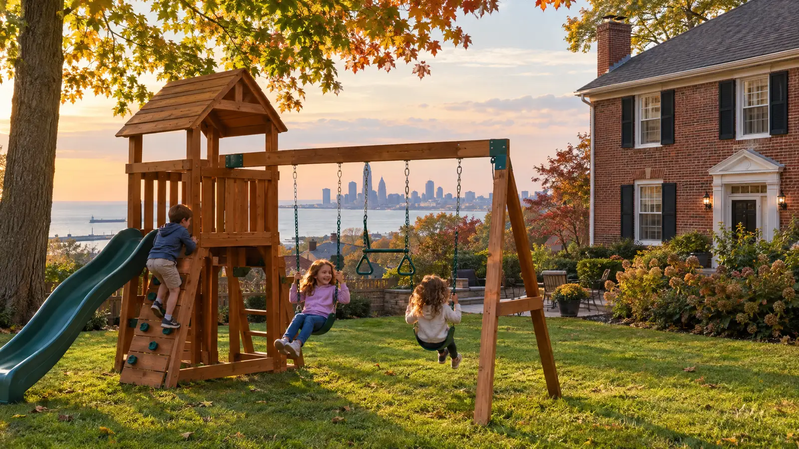 A backyard playground scene from Cleveland, OH