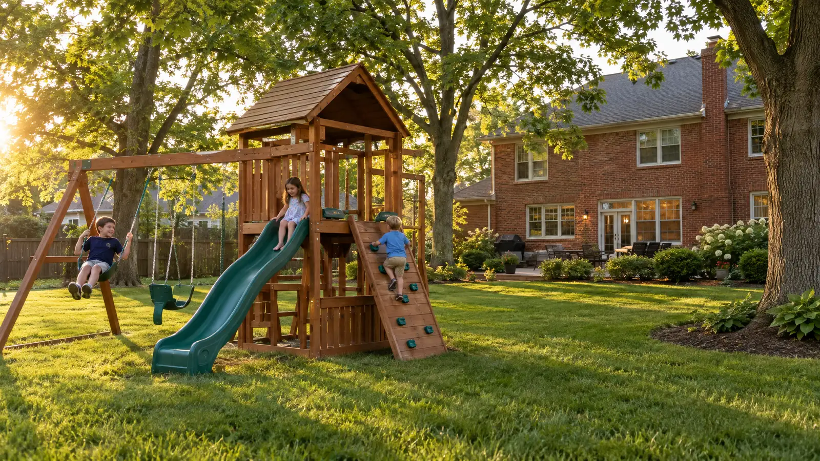 A backyard playground scene from Columbus, OH