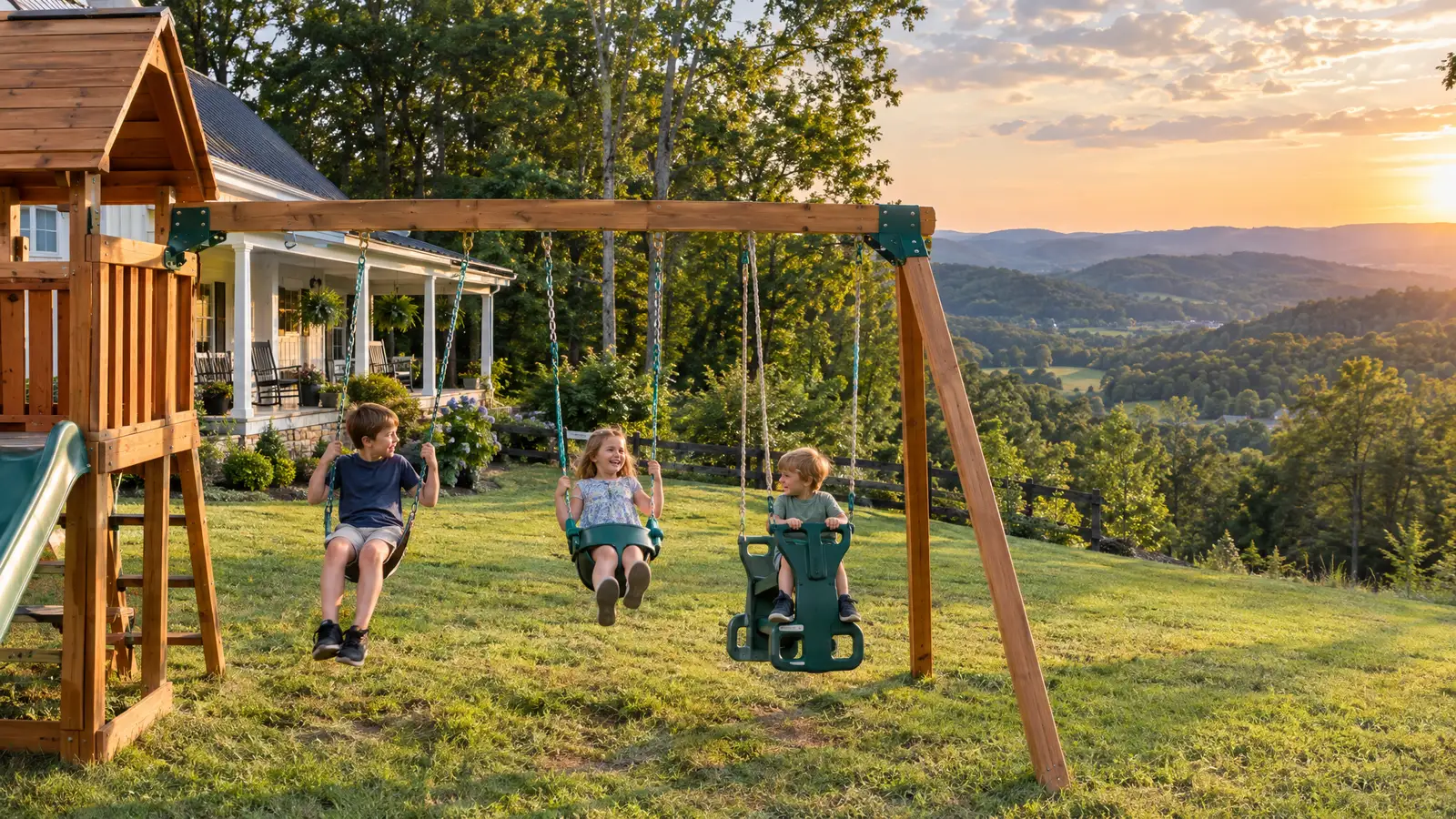 A backyard playground scene from Cookeville, TN