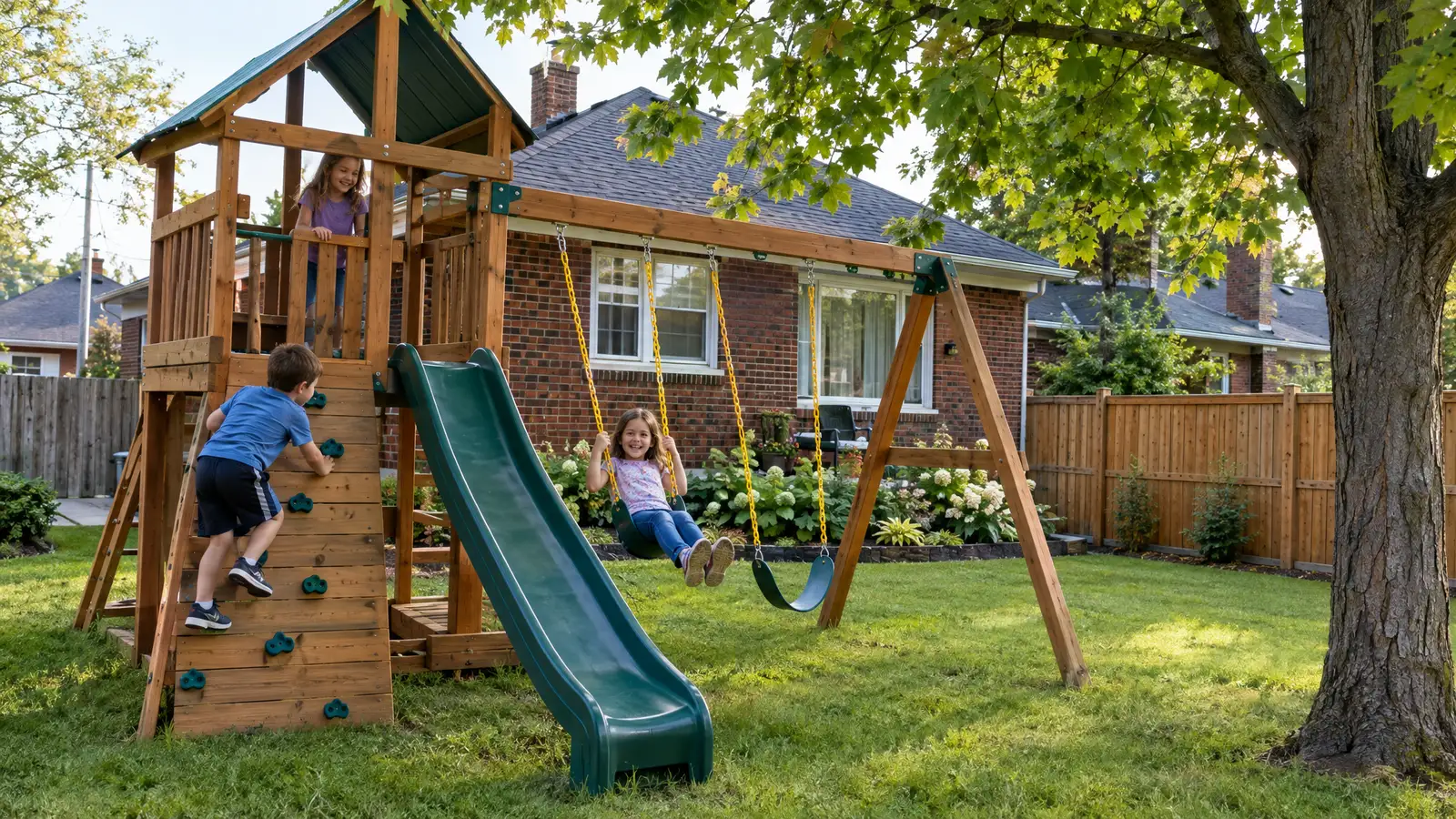 A backyard playground scene from Detroit, MI