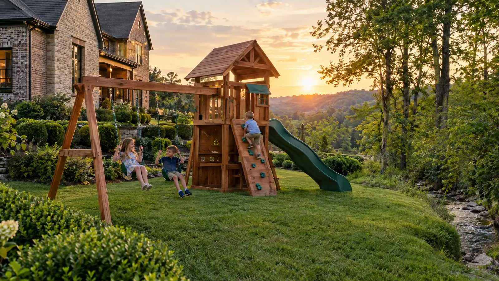 A backyard playground scene from Franklin, TN