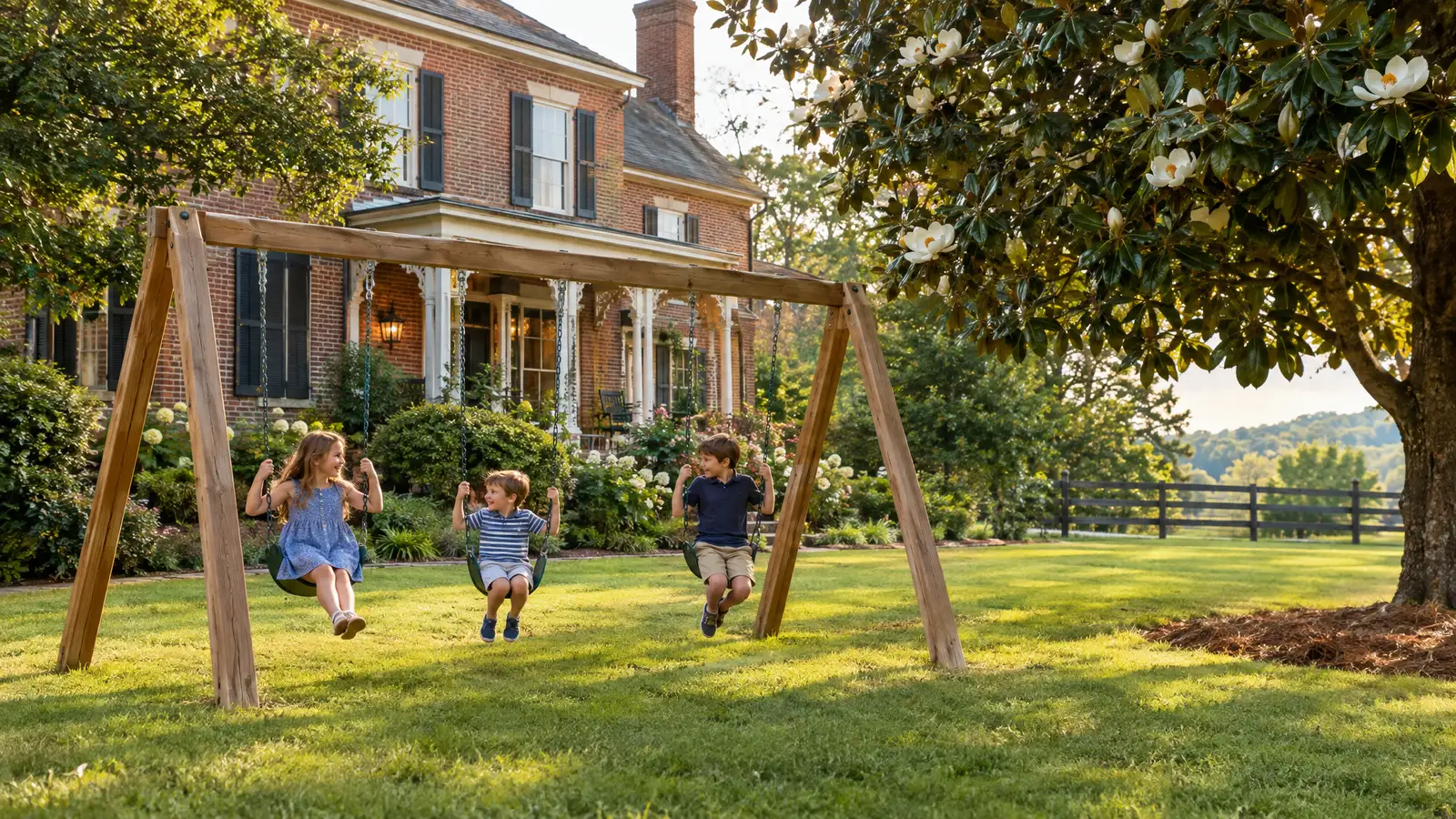 A backyard playground scene from Gallatin, TN
