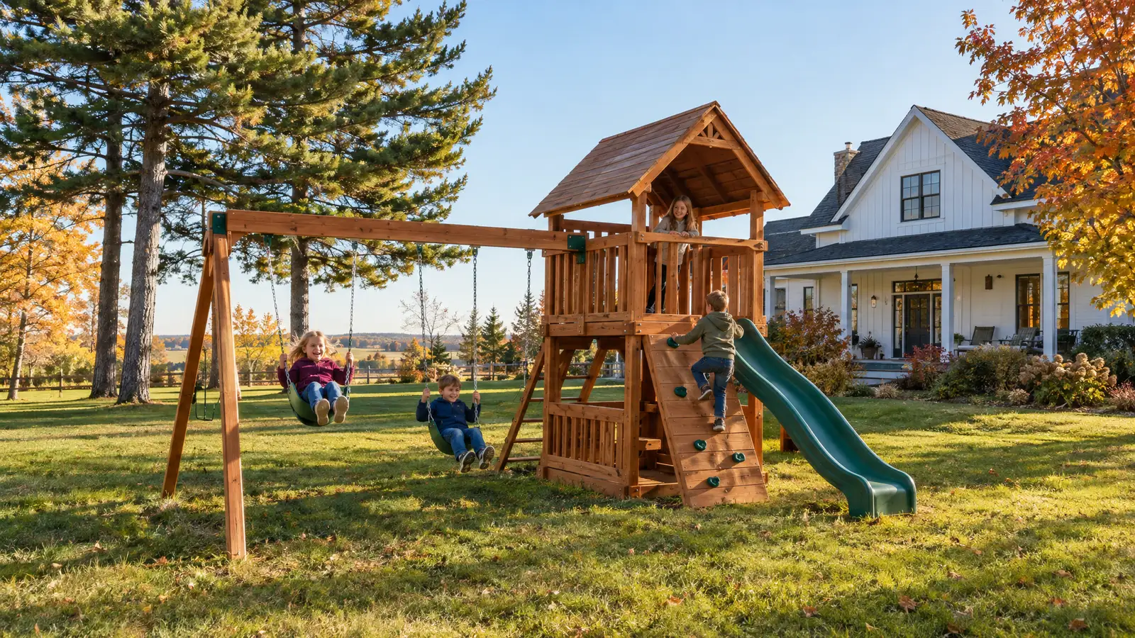 A backyard playground scene from Green Bay, WI