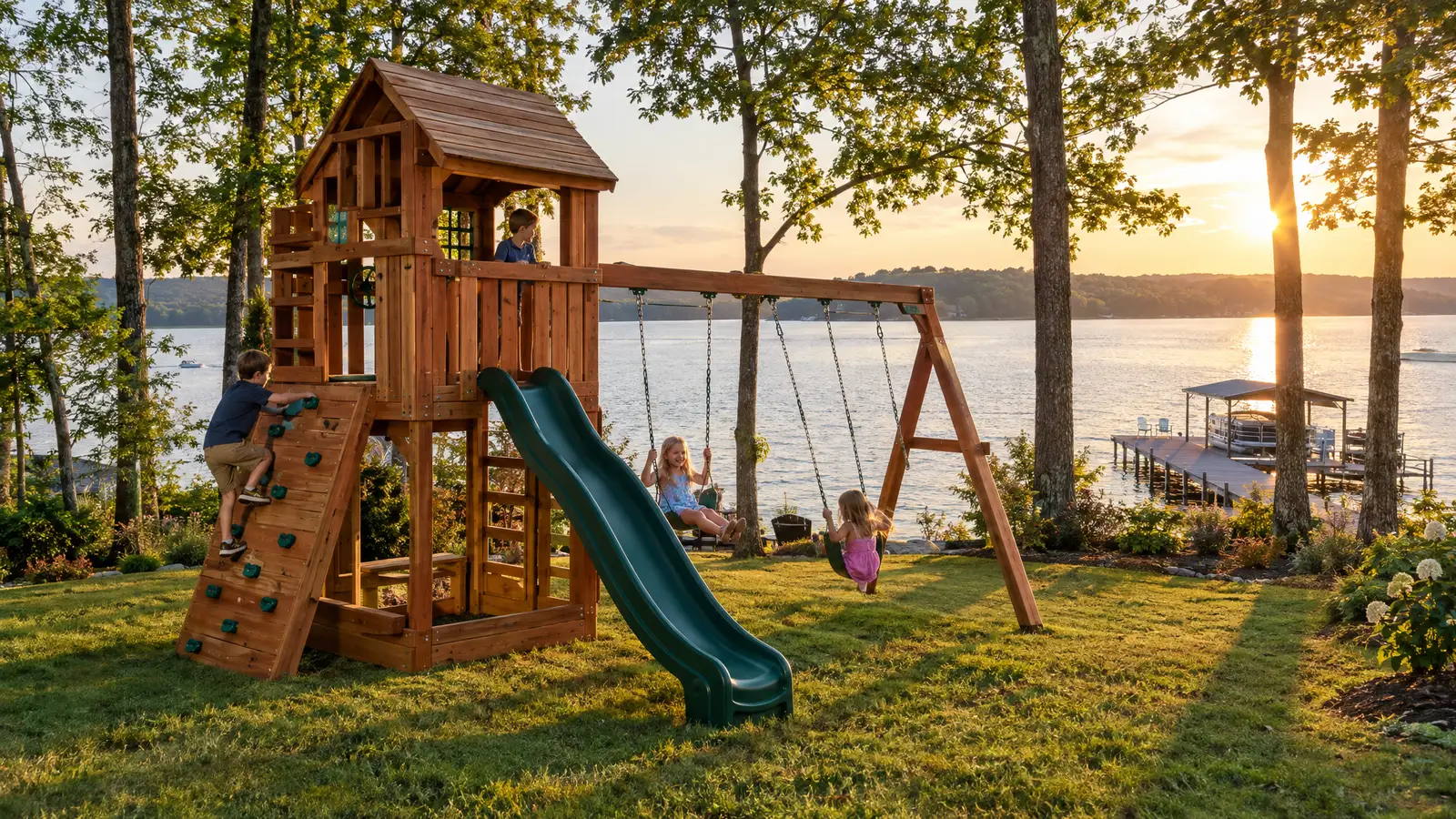 A backyard playground scene from Hendersonville, TN