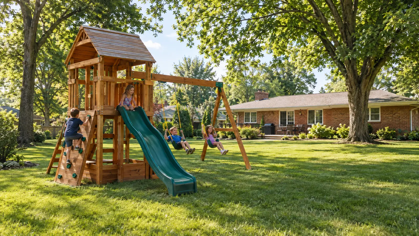 A backyard playground scene from Indianapolis, IN
