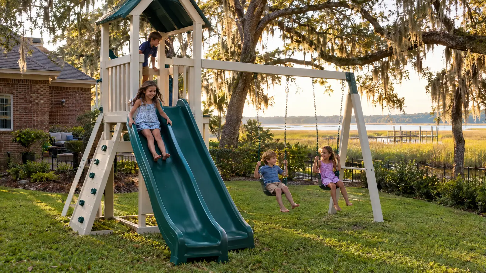 A backyard playground scene from Jacksonville, FL