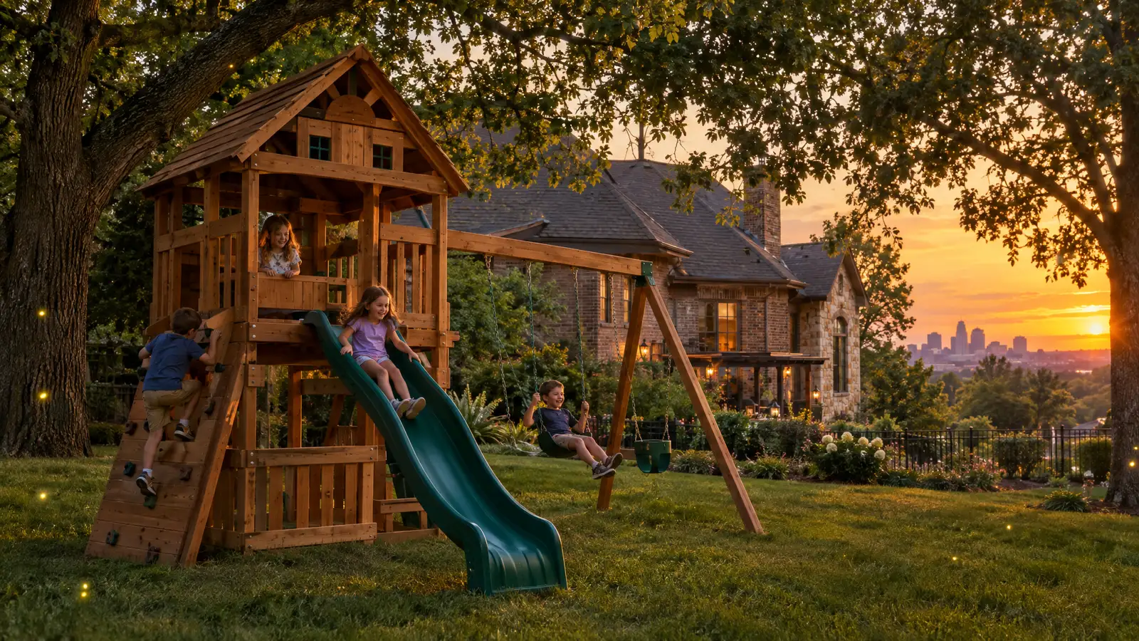 A backyard playground scene from Kansas City, MO
