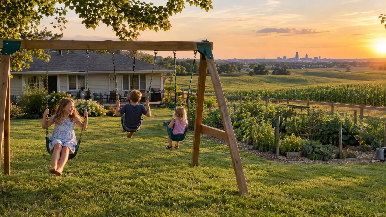 A backyard playground scene from Lincoln, NE