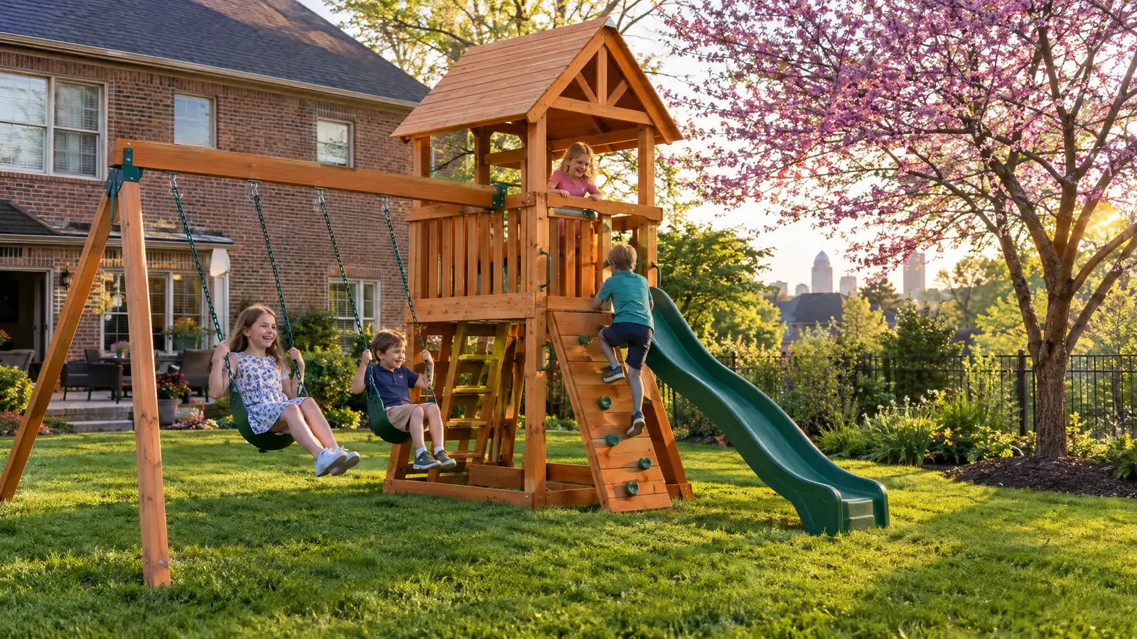 A backyard playground scene from Louisville, KY