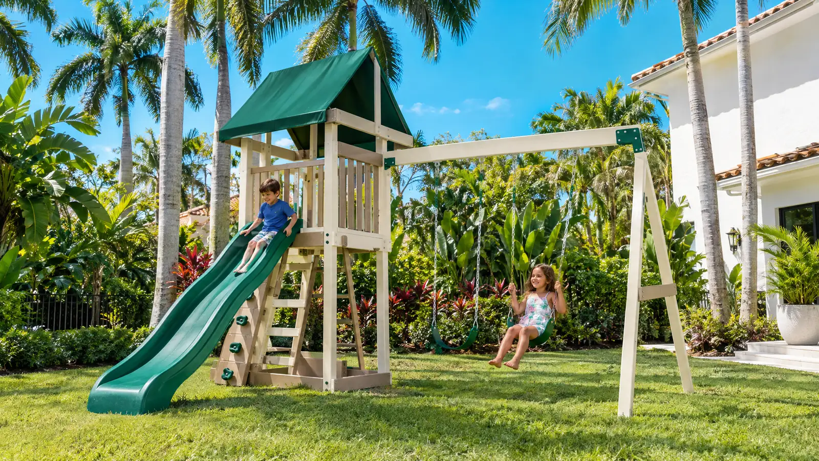 A backyard playground scene from Miami, FL