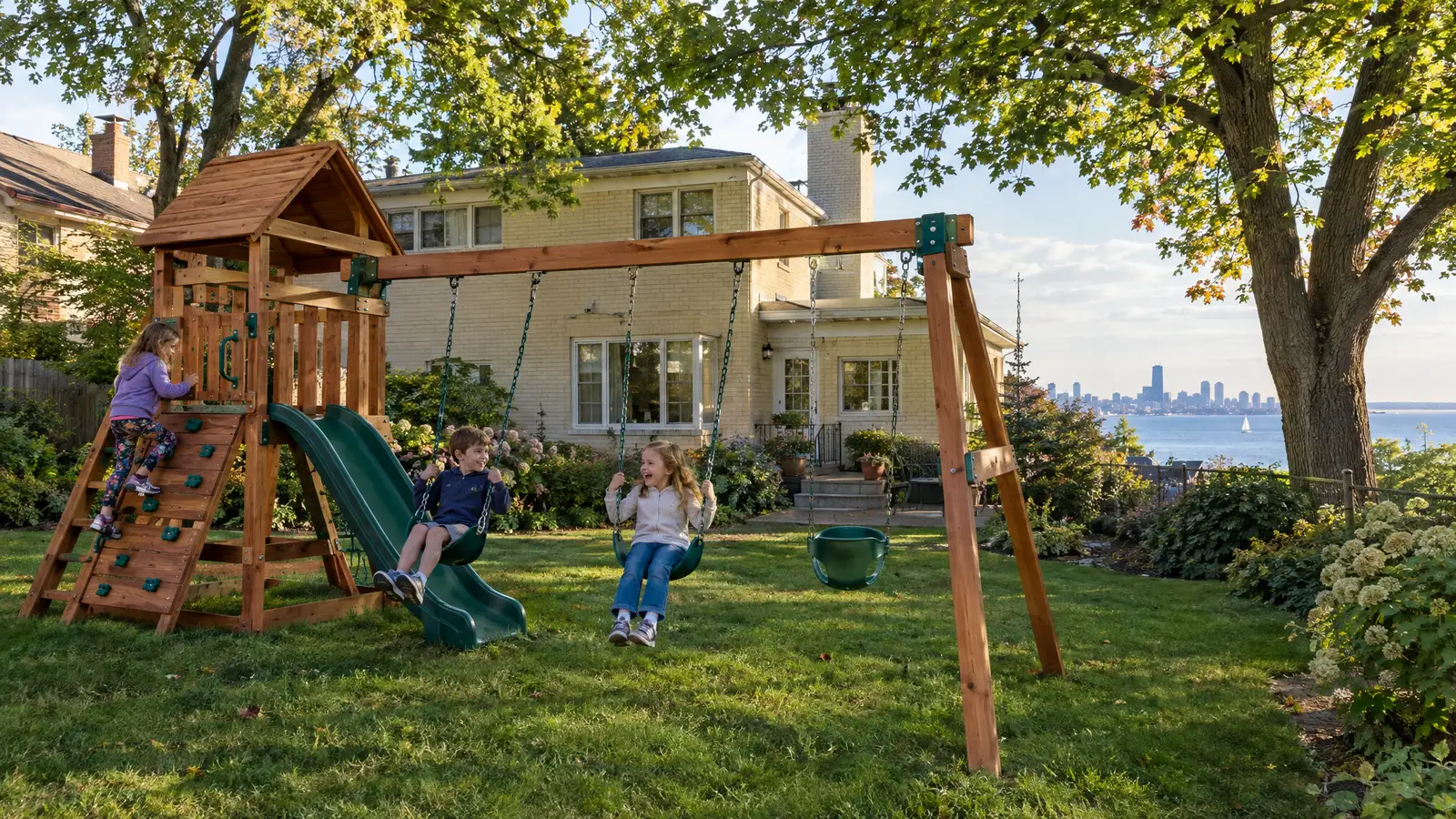 A backyard playground scene from Milwaukee, WI