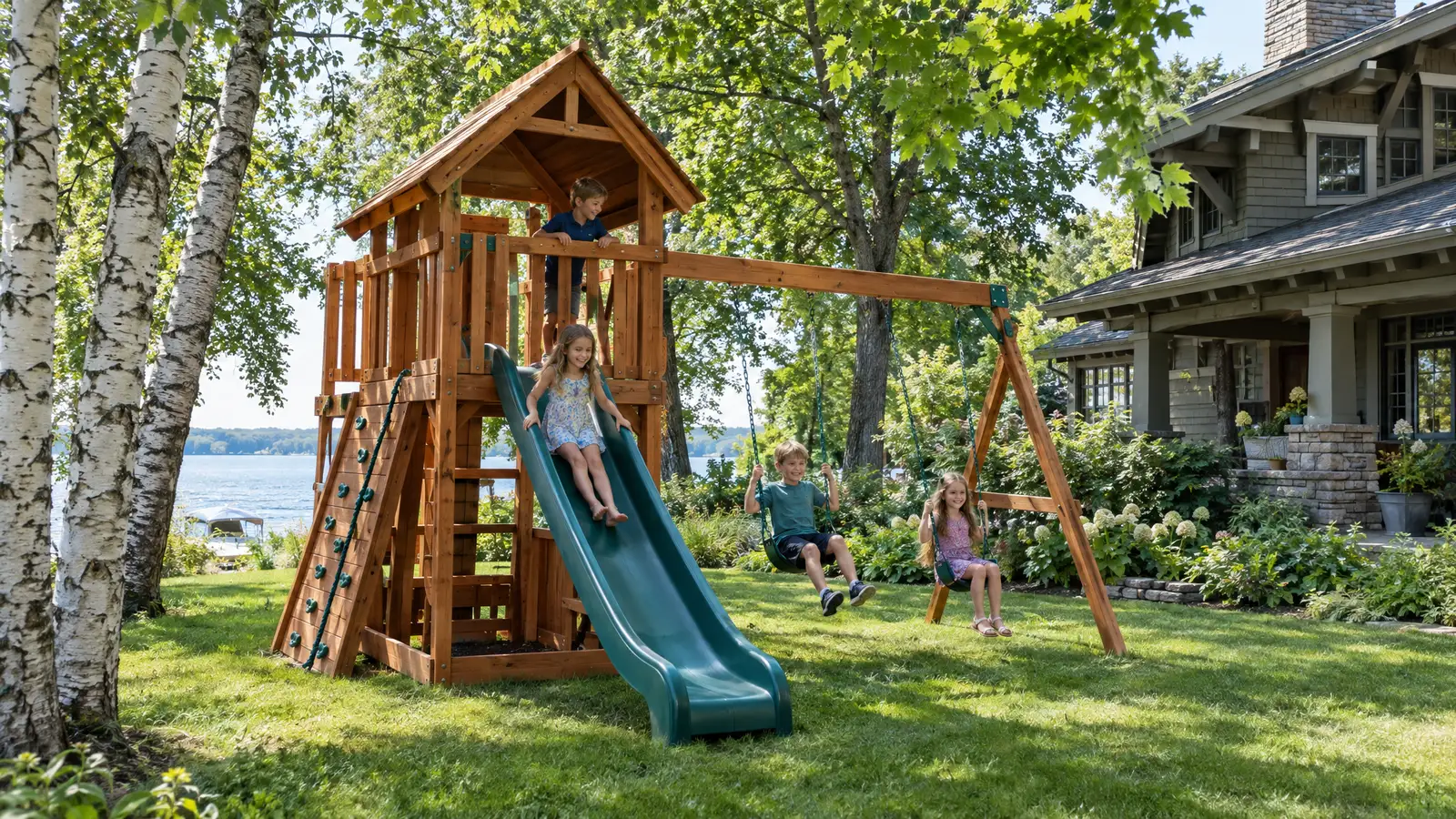 A backyard playground scene from Minneapolis, MN