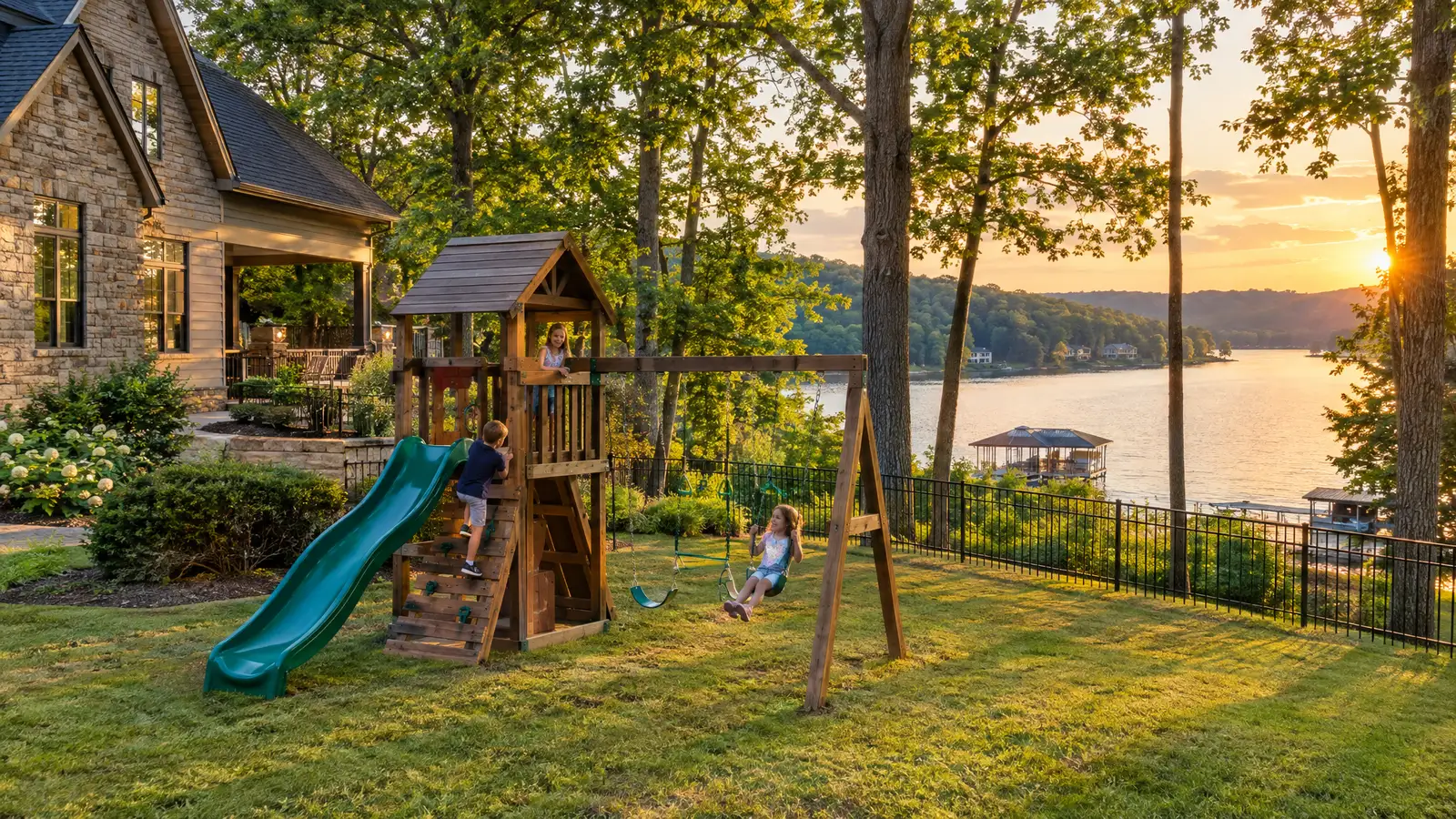 A backyard playground scene from Mt. Juliet, TN