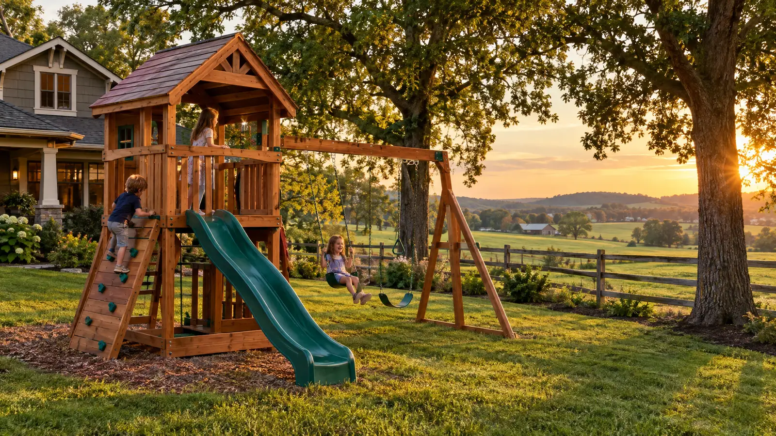 A backyard playground scene from Nolensville, TN