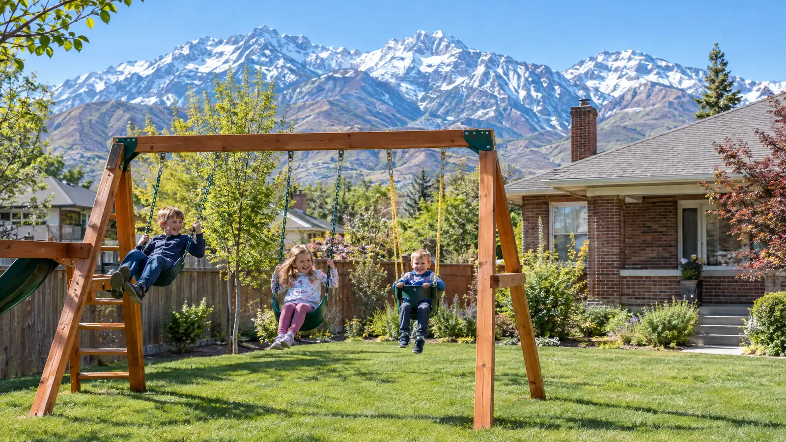 A backyard playground scene from Salt Lake City, UT