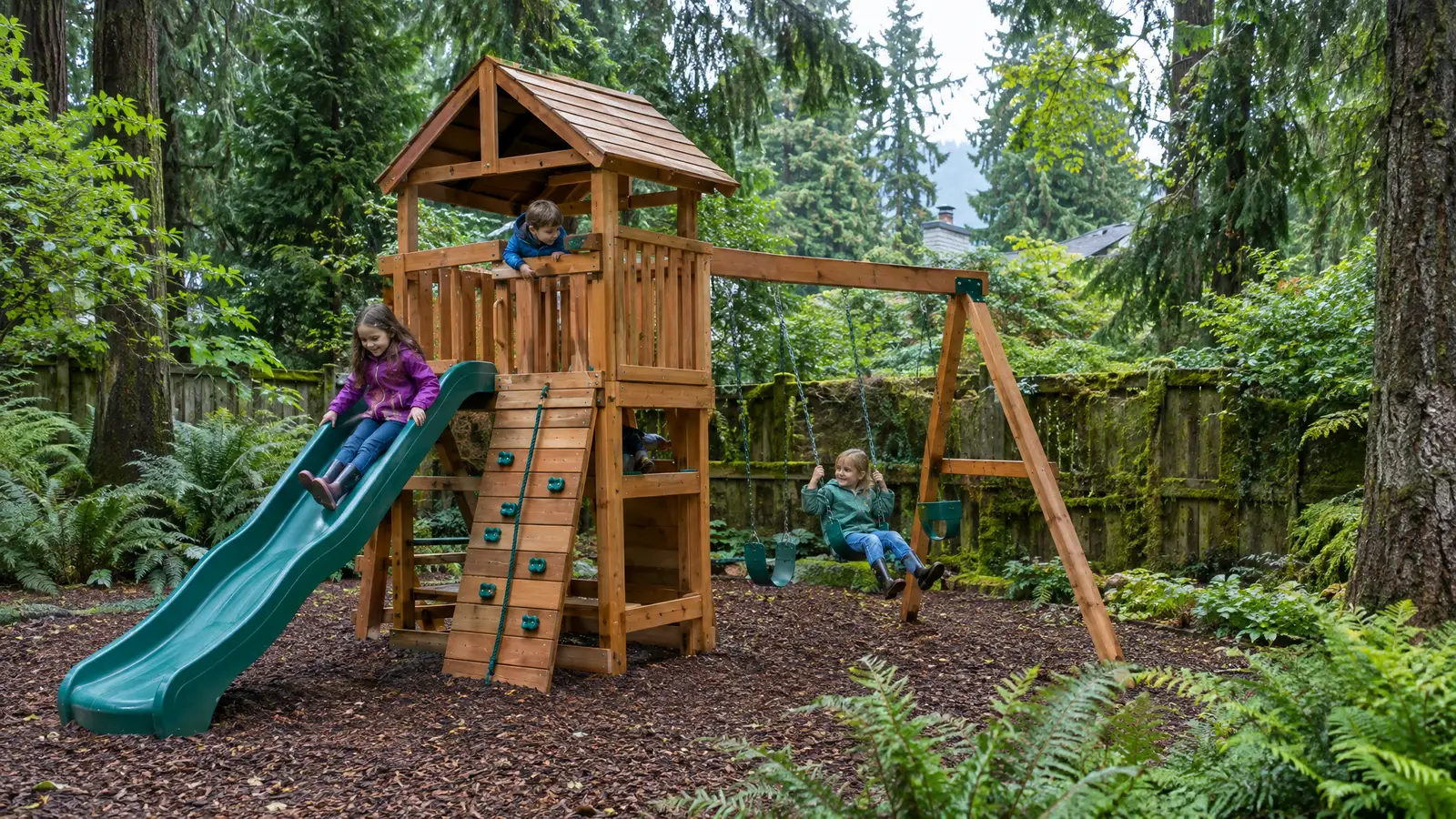 A backyard playground scene from Seattle, WA