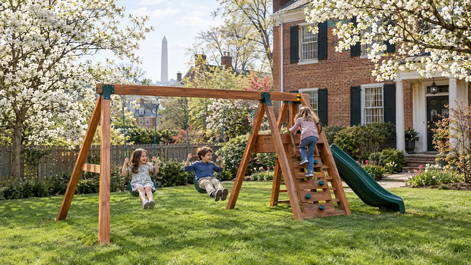 A backyard playground scene from Washington, DC
