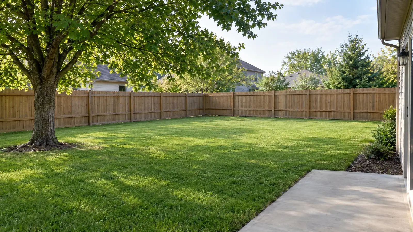 Before: A backyard before and after a custom cedar swing set was built