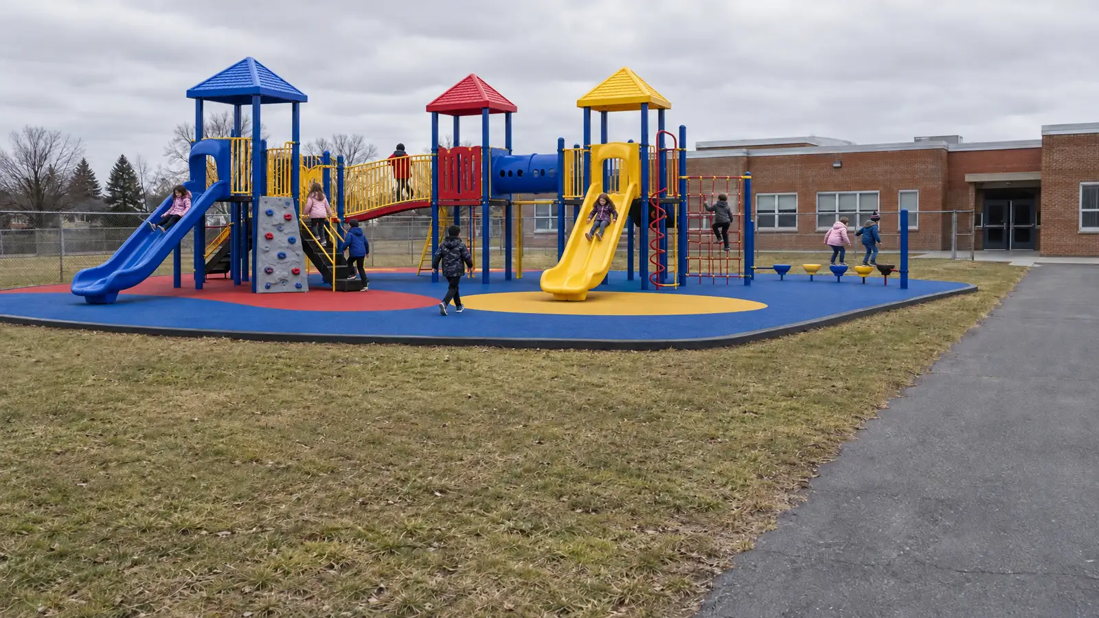 After: School grounds before and after a commercial play structure