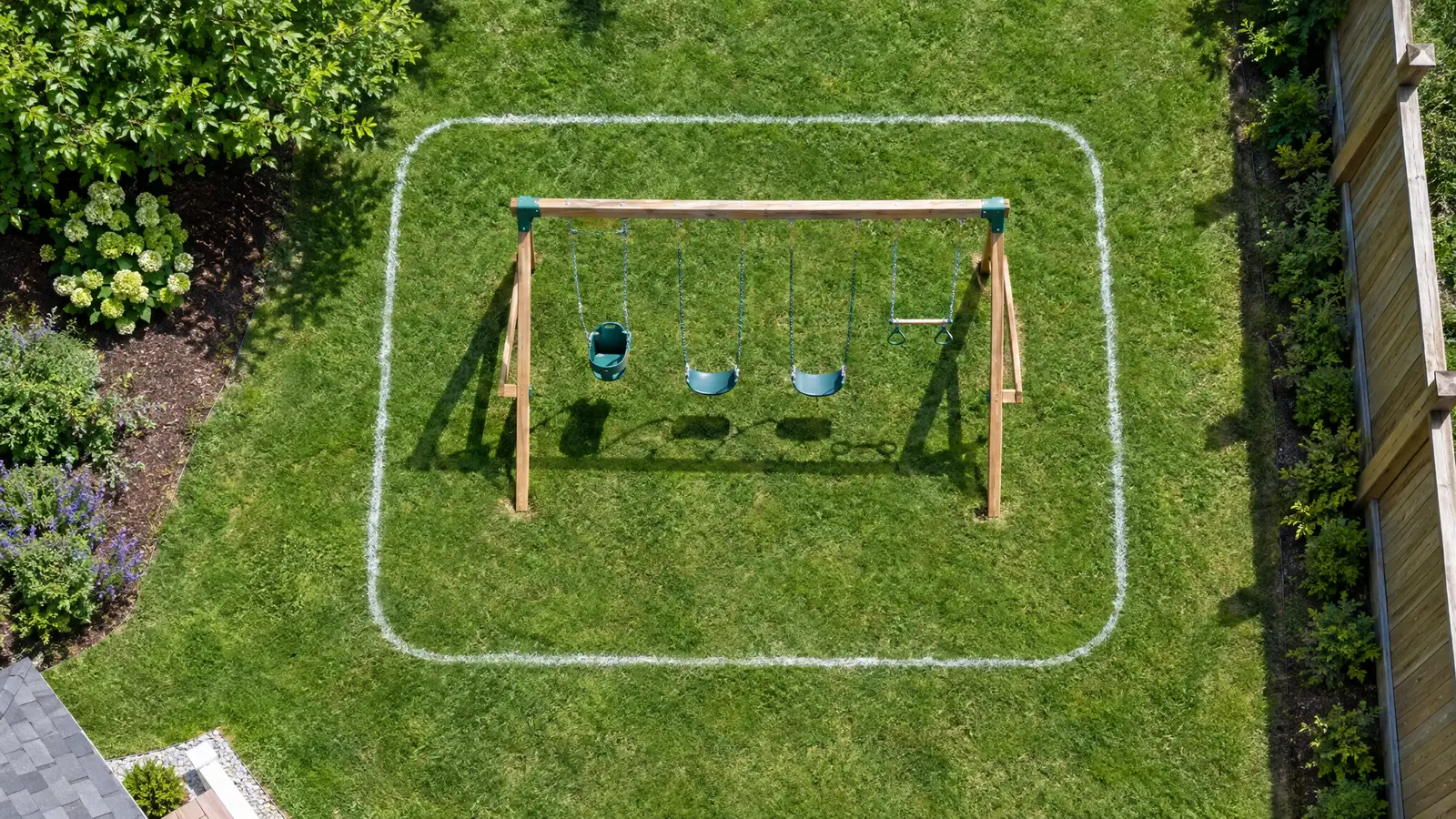A custom playground built by Swing Set Galaxy