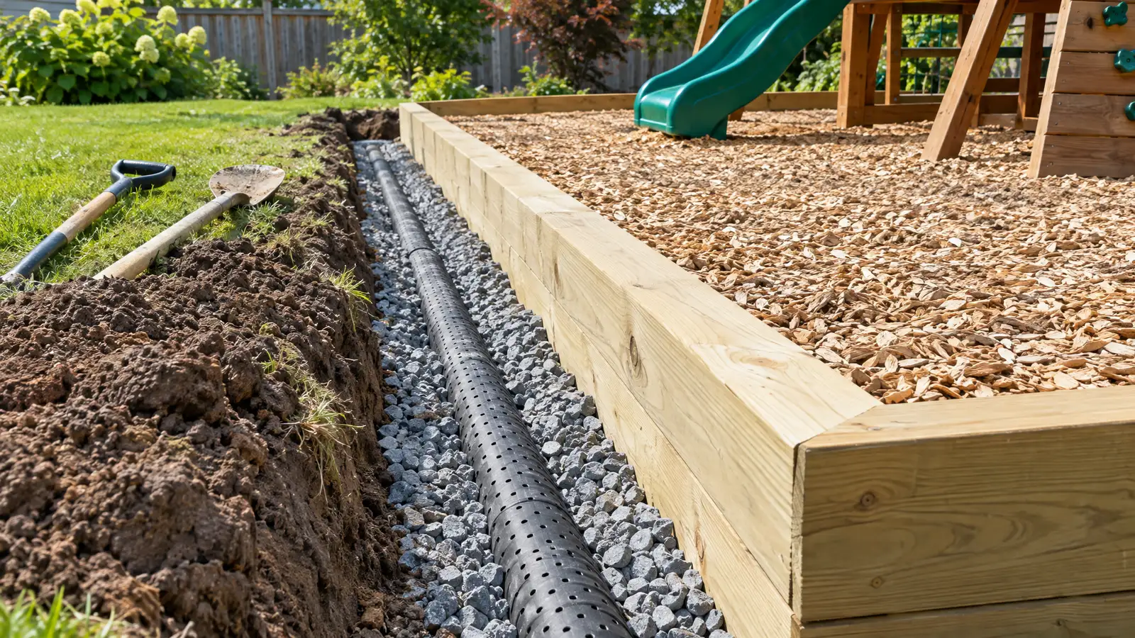 Play Area Drainage and Timber Borders
