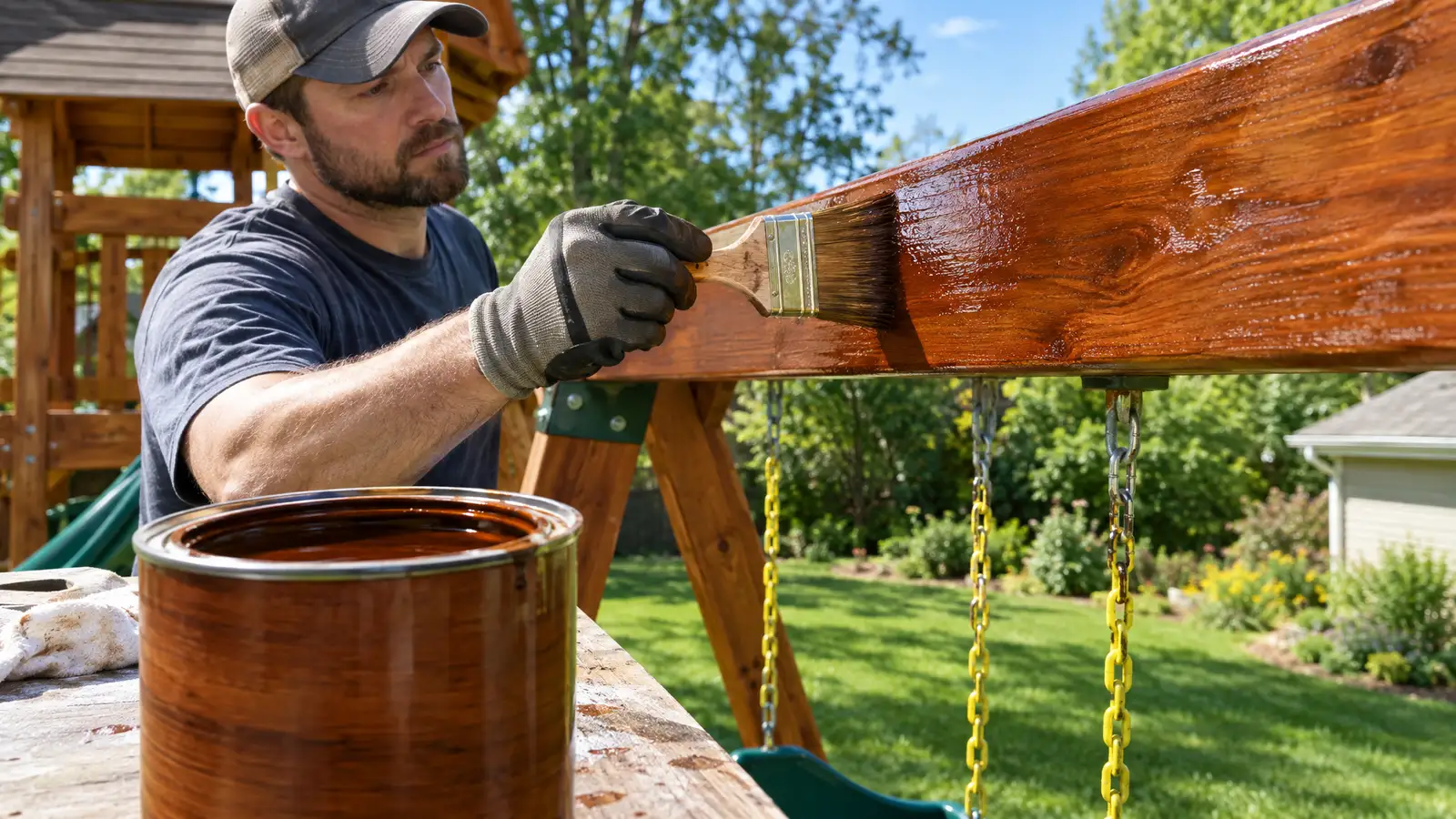 Swing Set Staining and Sealing