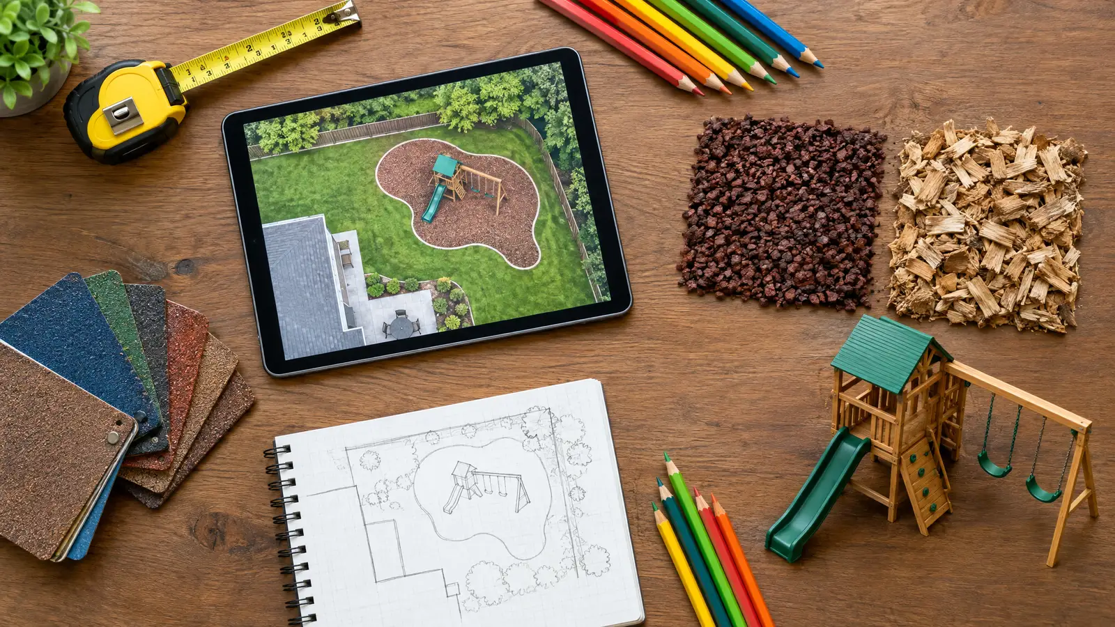 A custom playground built by Swing Set Galaxy